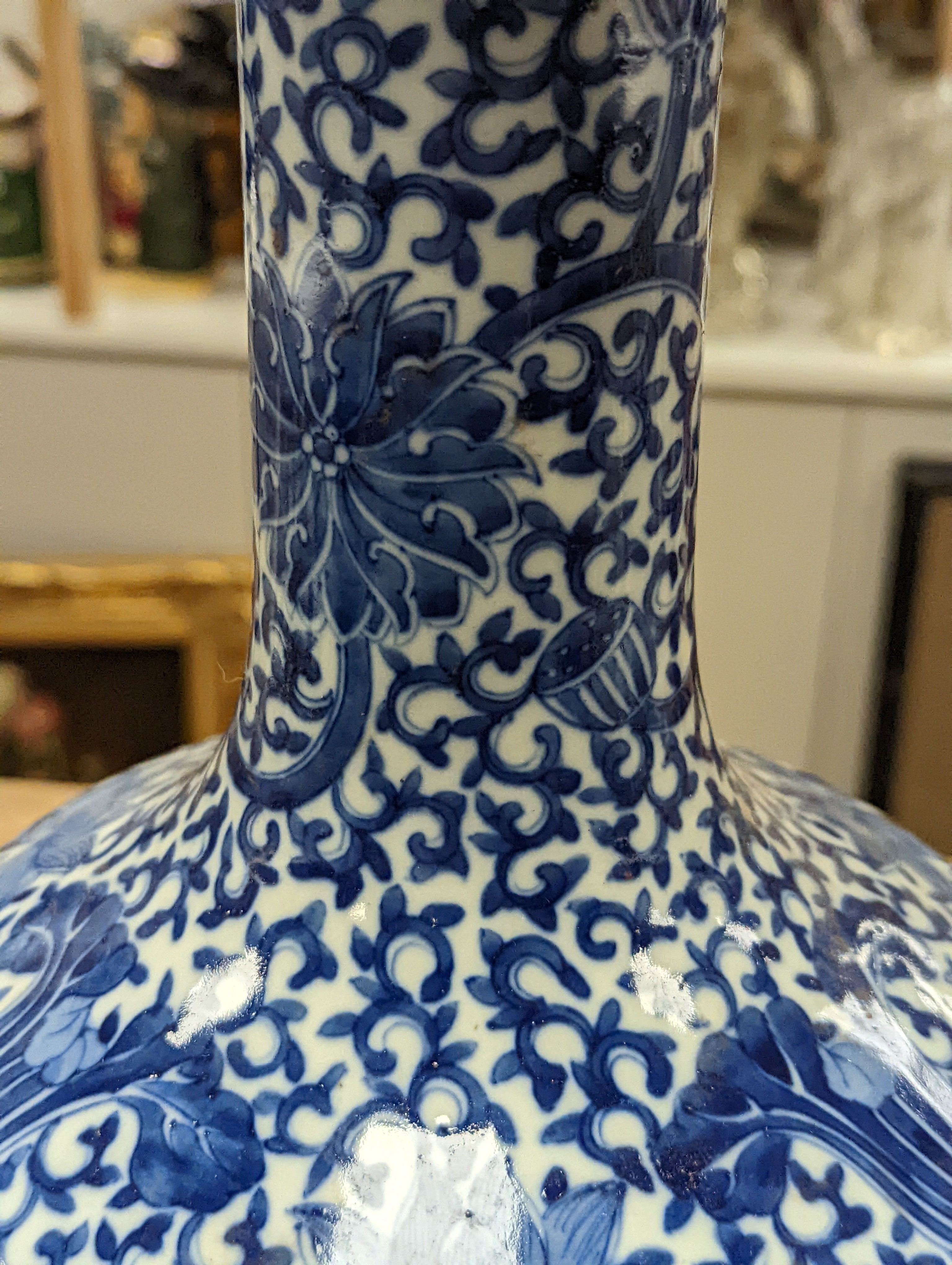 A Chinese blue and white bottle vase, 36cm